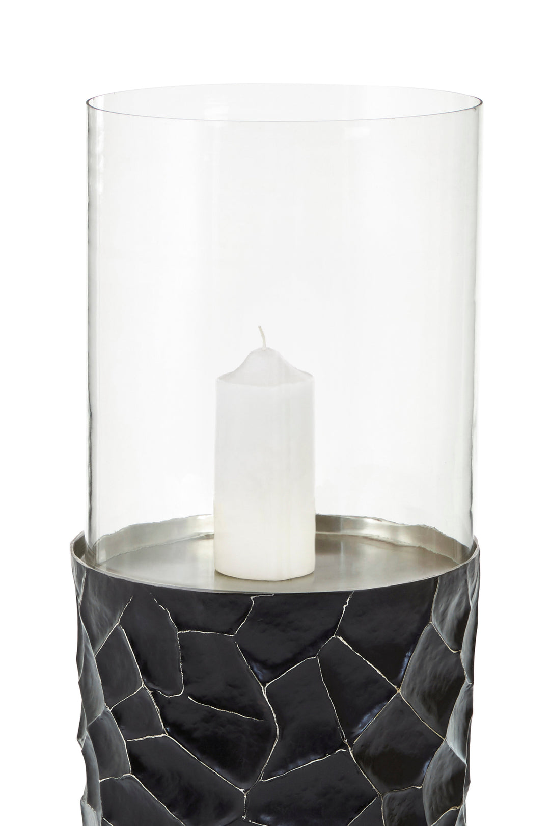 Akola Floor Standing Hurricane Candle Holder – Large, in Black Finish