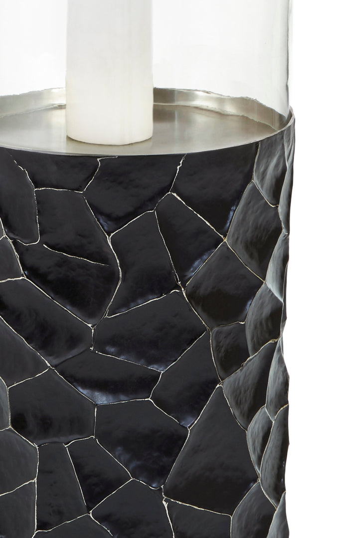 Akola Floor Standing Hurricane Candle Holder – Large, in Black Finish