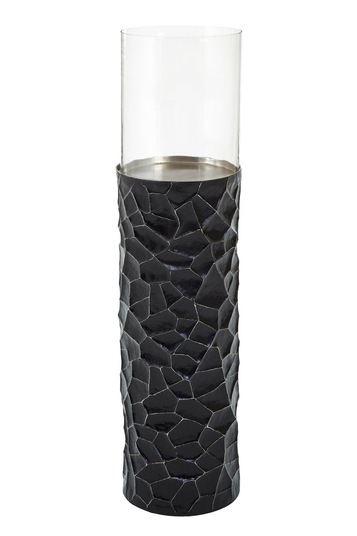 Akola Floor Standing Hurricane Candle Holder – Large, in Black Finish