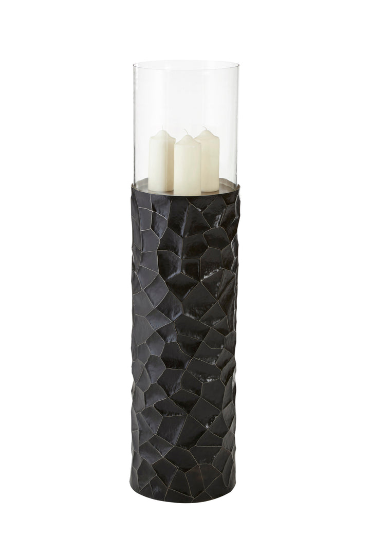 Akola Floor Standing Hurricane Candle Holder – Small, in Black Finish