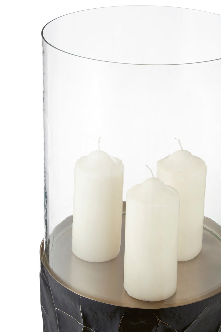 Akola Floor Standing Hurricane Candle Holder – Small, in Black Finish