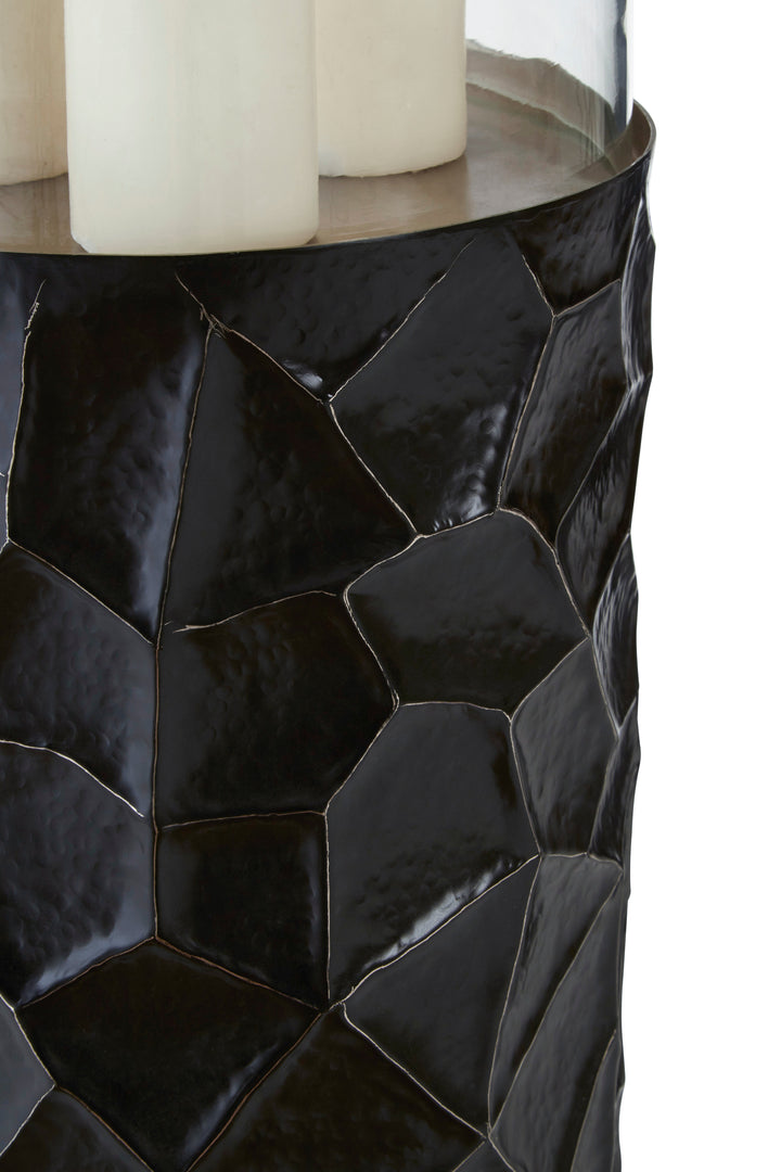 Akola Floor Standing Hurricane Candle Holder – Small, in Black Finish