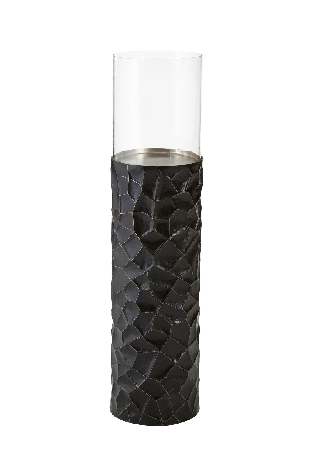 Akola Floor Standing Hurricane Candle Holder – Small, in Black Finish