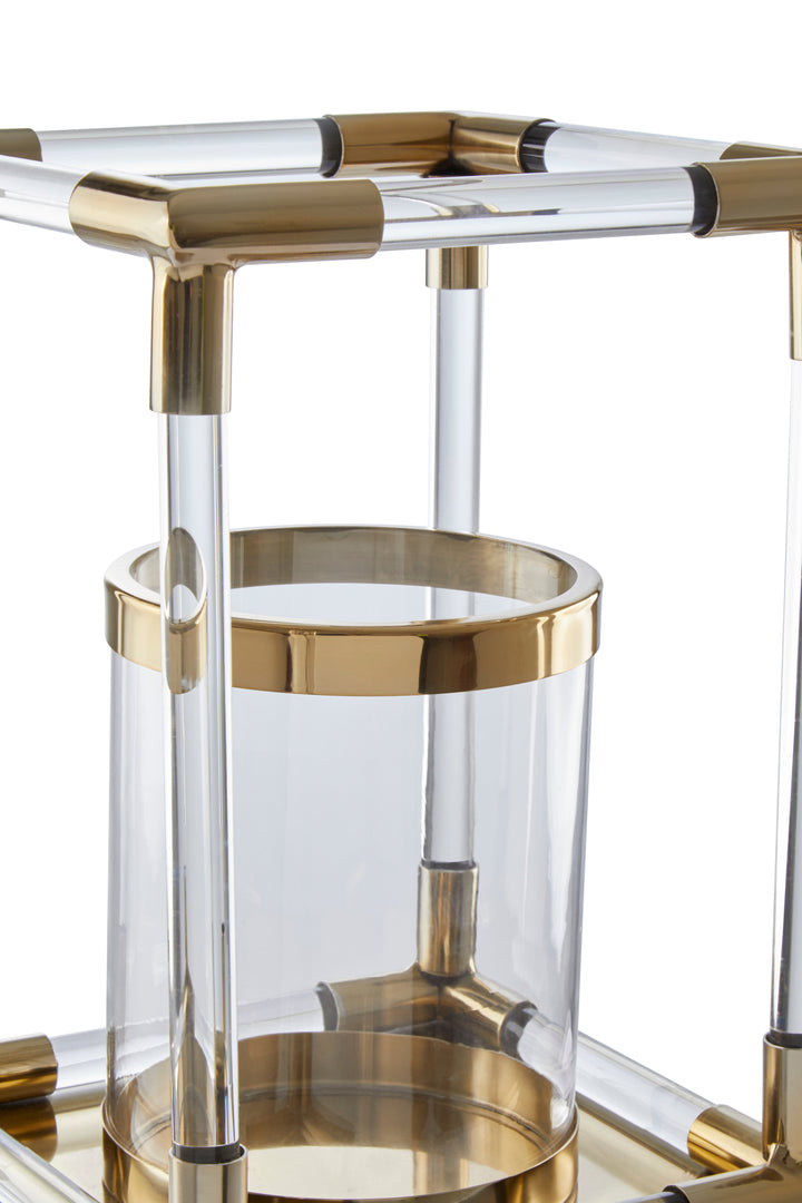 Lucita Candle Holder – Small, in Gold Finish with Acrylic Detail