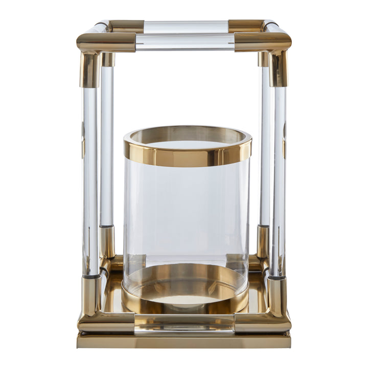 Lucita Candle Holder – Small, in Gold Finish with Acrylic Detail