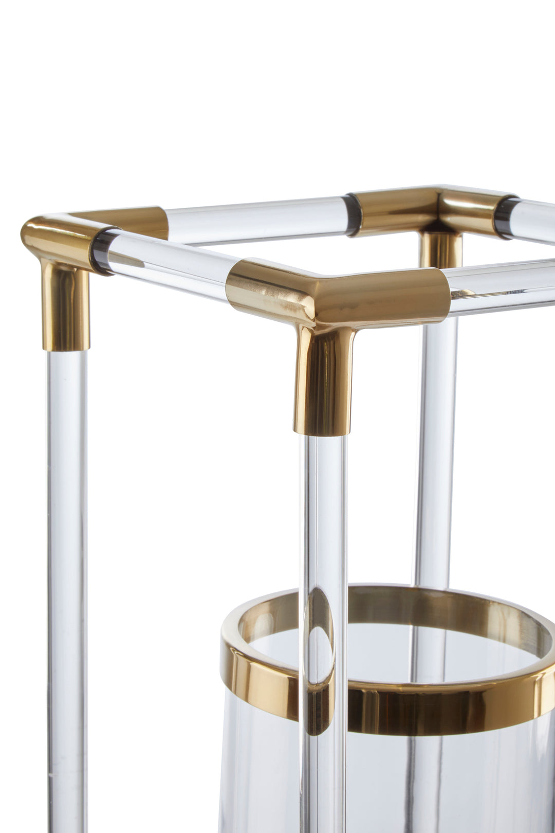 Lucita Candle Holder – Large, in Gold Finish with Acrylic Detail