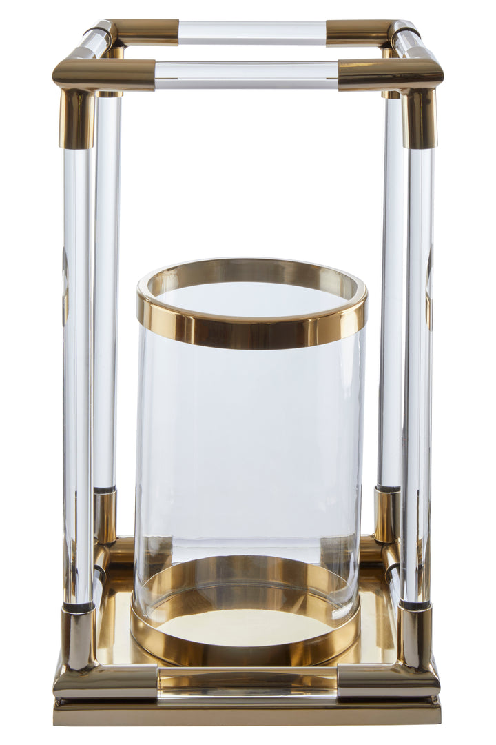 Lucita Candle Holder – Large, in Gold Finish with Acrylic Detail