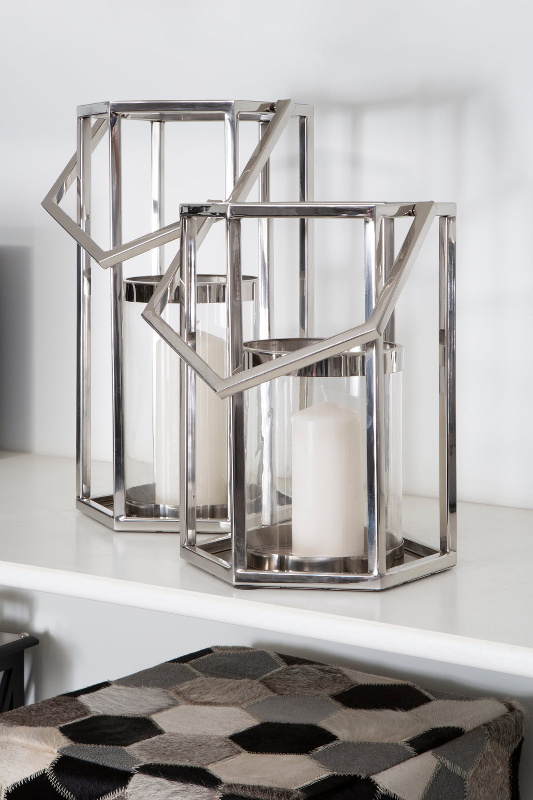 Herber Lantern – Large, with Silver Hexagonal Frame