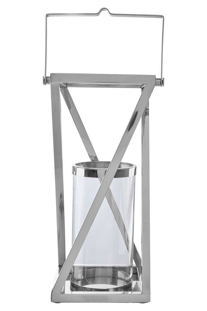 Cruzar Lantern – Large, with Silver Criss Cross Metal Frame