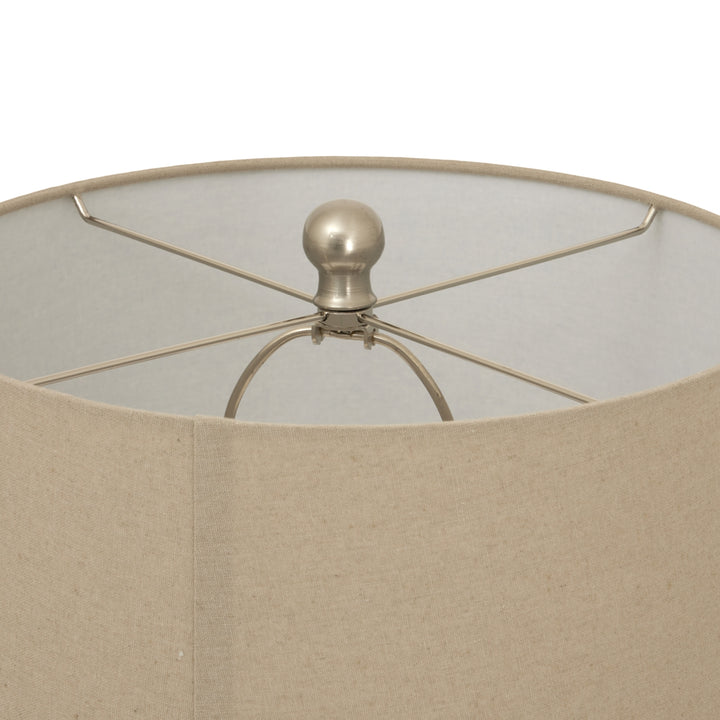 Textured Warmth: Twill Weave Ceramic Lamp & Linen Shade