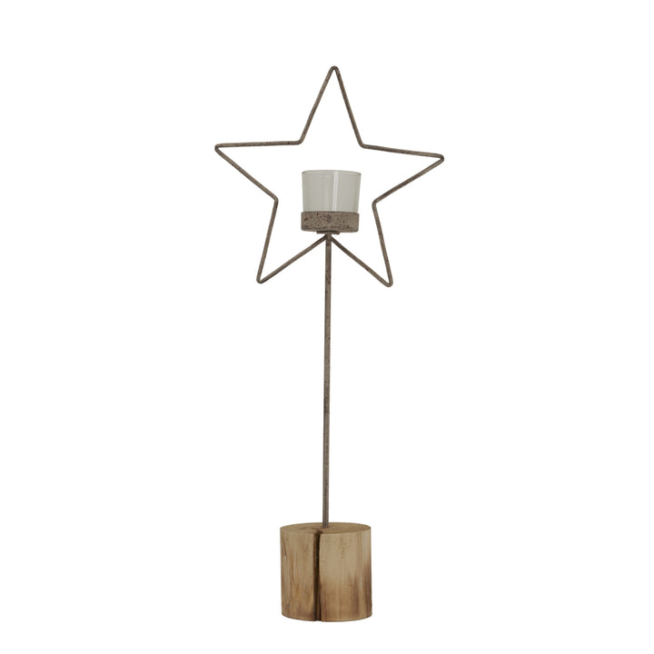 Natural-Rustic-Star-On-Wood-Stand-With-Glass-Votive
