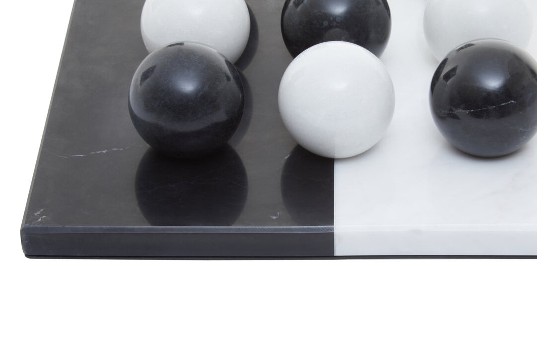 Marble Tic Tac Toe Game – Black & White