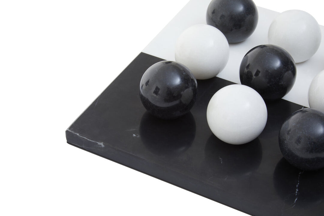Marble Tic Tac Toe Game – Black & White