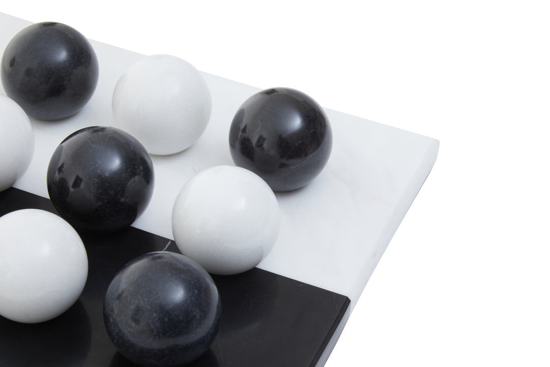 Marble Tic Tac Toe Game – Black & White