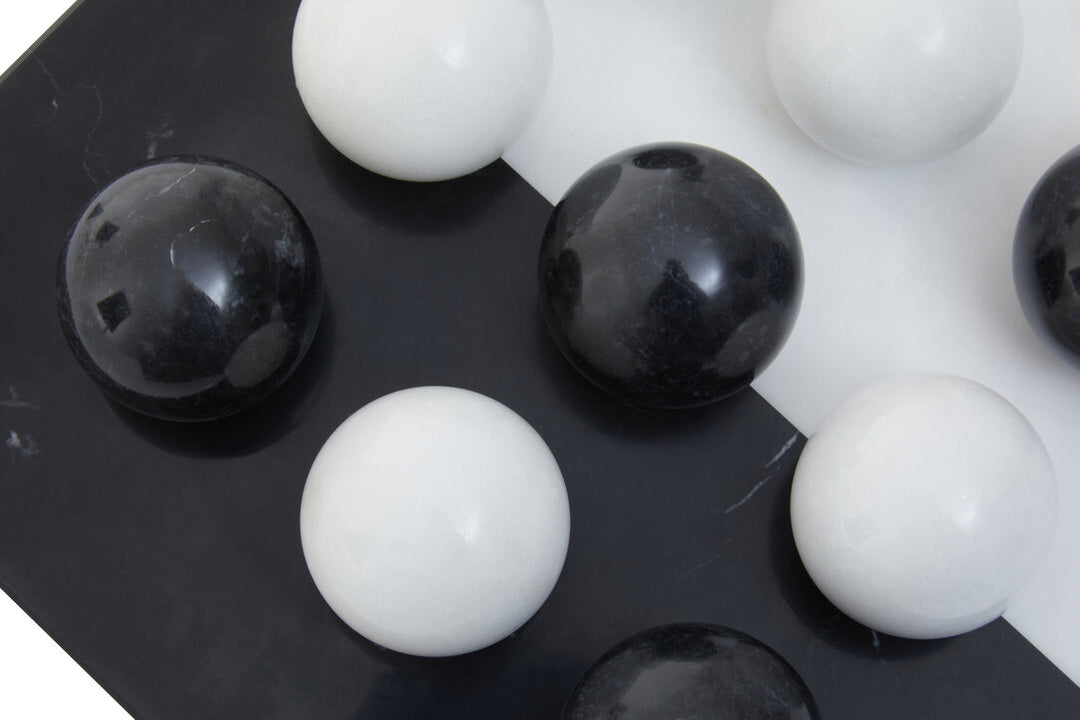 Marble Tic Tac Toe Game – Black & White