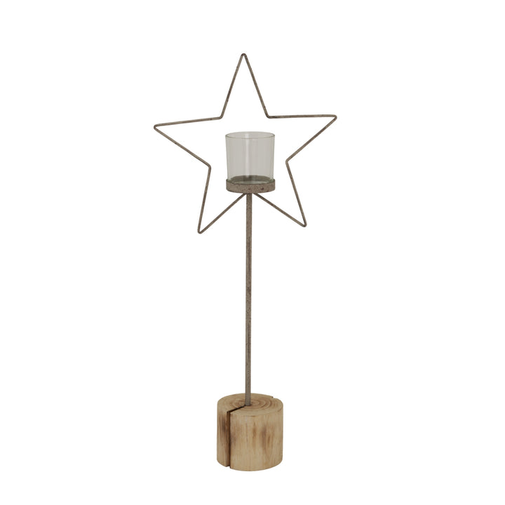Large-Natural-Rustic-Star-On-Wood-Stand-With-Glass-Votive