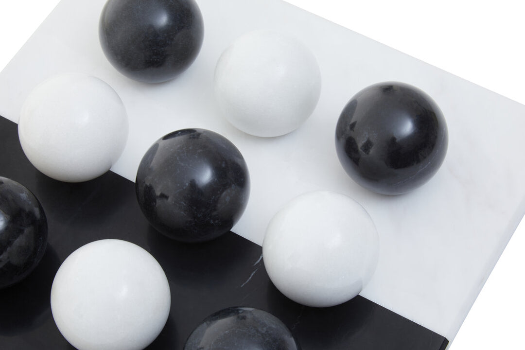 Marble Tic Tac Toe Game – Black & White