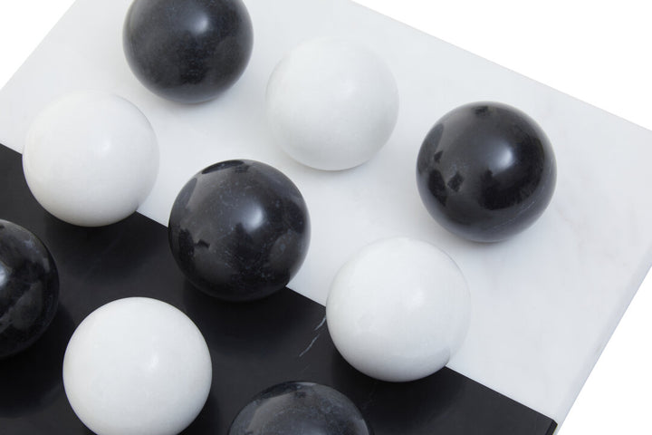 Marble Tic Tac Toe Game – Black & White