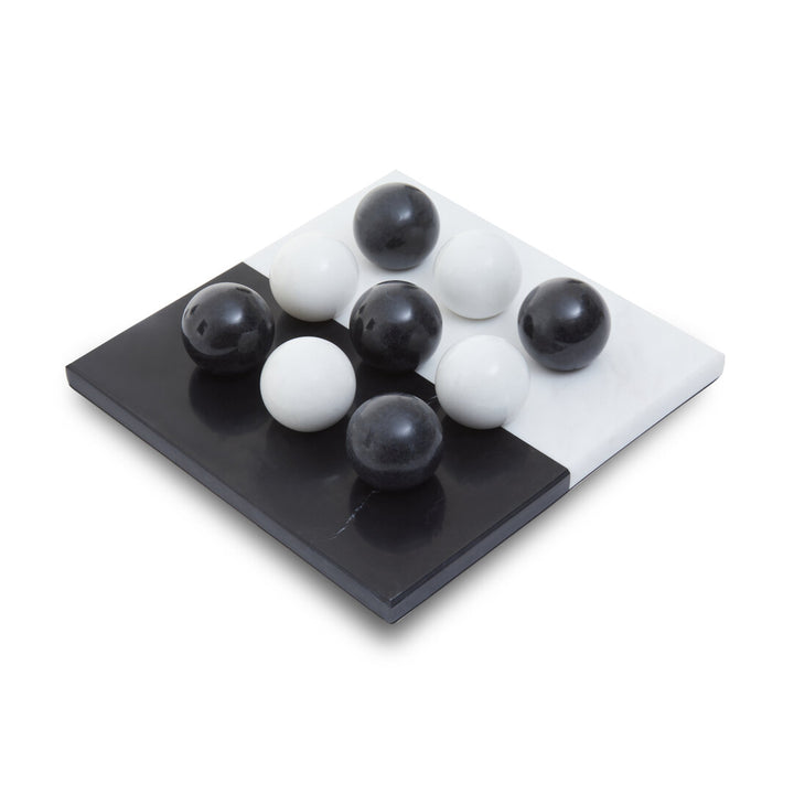 Marble Tic Tac Toe Game – Black & White