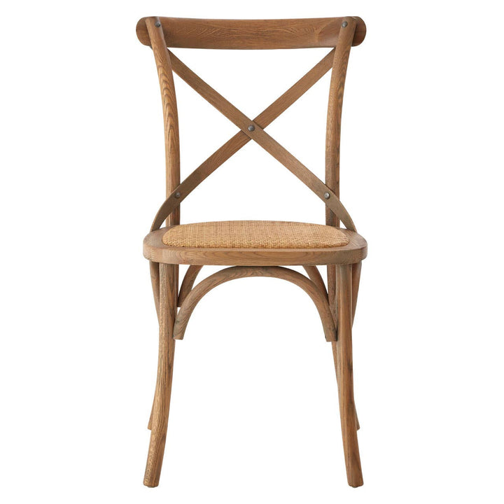Inkwell Grey Oak Wood And Rattan Cross Back Dining Chair