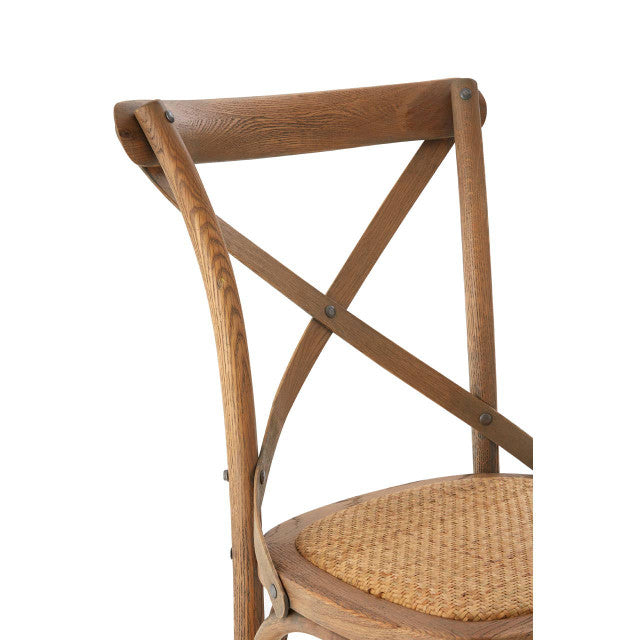 Inkwell Grey Oak Wood And Rattan Cross Back Dining Chair