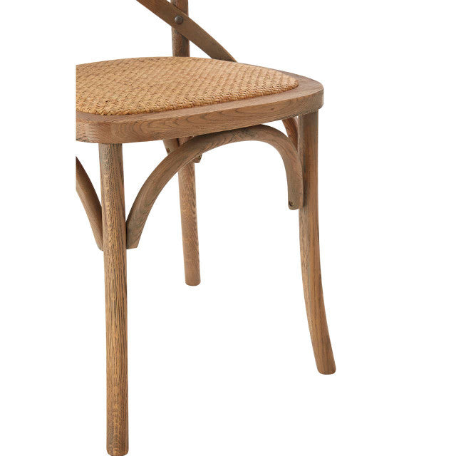 Inkwell Grey Oak Wood And Rattan Cross Back Dining Chair