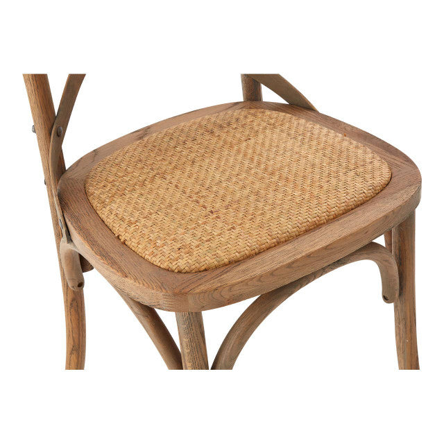 Inkwell Grey Oak Wood And Rattan Cross Back Dining Chair