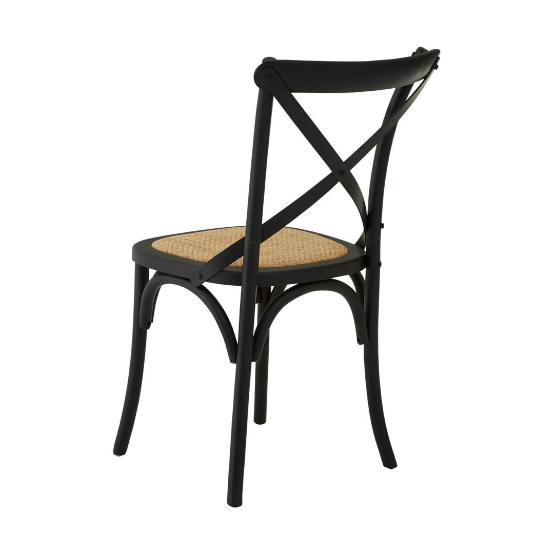 Inkwell Black Oak Wood and Rattan Dining Chair