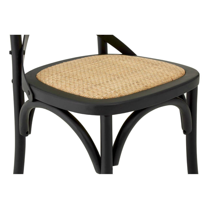 Inkwell Black Oak Wood and Rattan Dining Chair