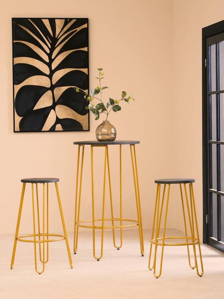 District 3-Piece Gold Bar Table & Stool Set