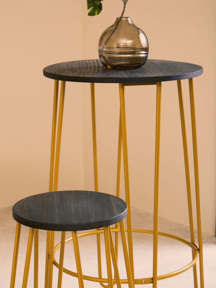 District 3-Piece Gold Bar Table & Stool Set