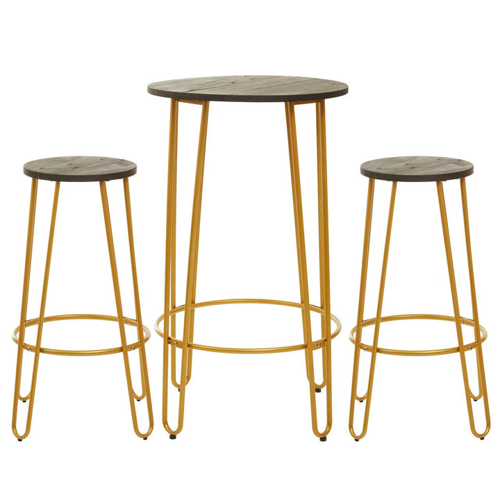 District 3-Piece Gold Bar Table & Stool Set