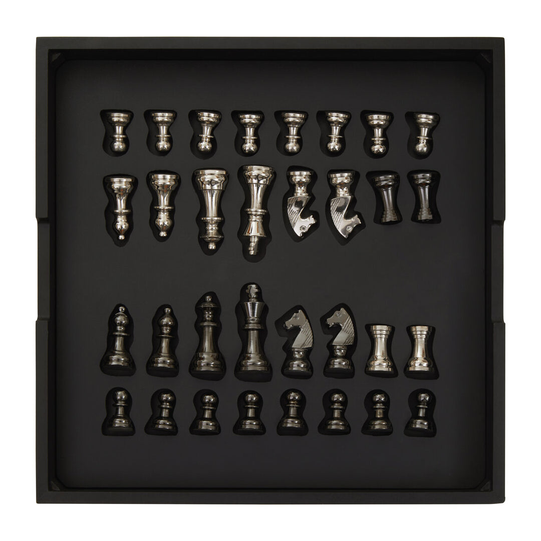 Stanhope Games Chess Set – Black & Silver