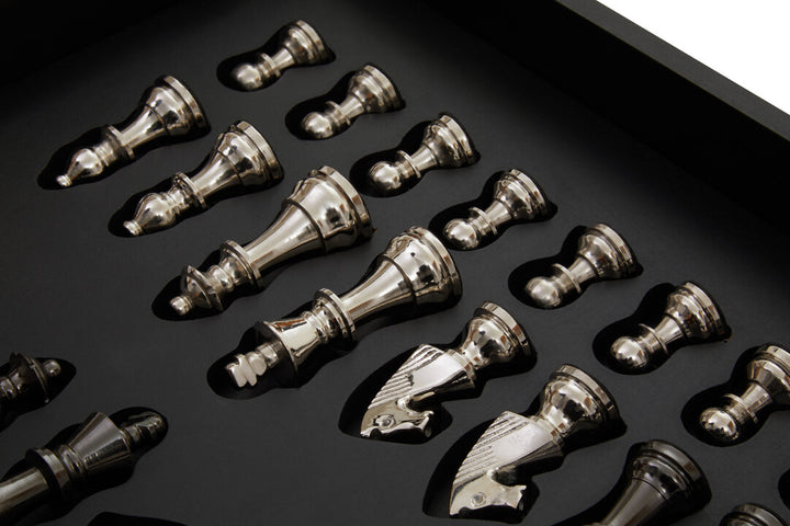 Stanhope Games Chess Set – Black & Silver
