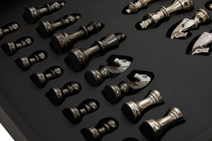 Stanhope Games Chess Set – Black & Silver