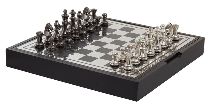 Stanhope Games Chess Set – Black & Silver
