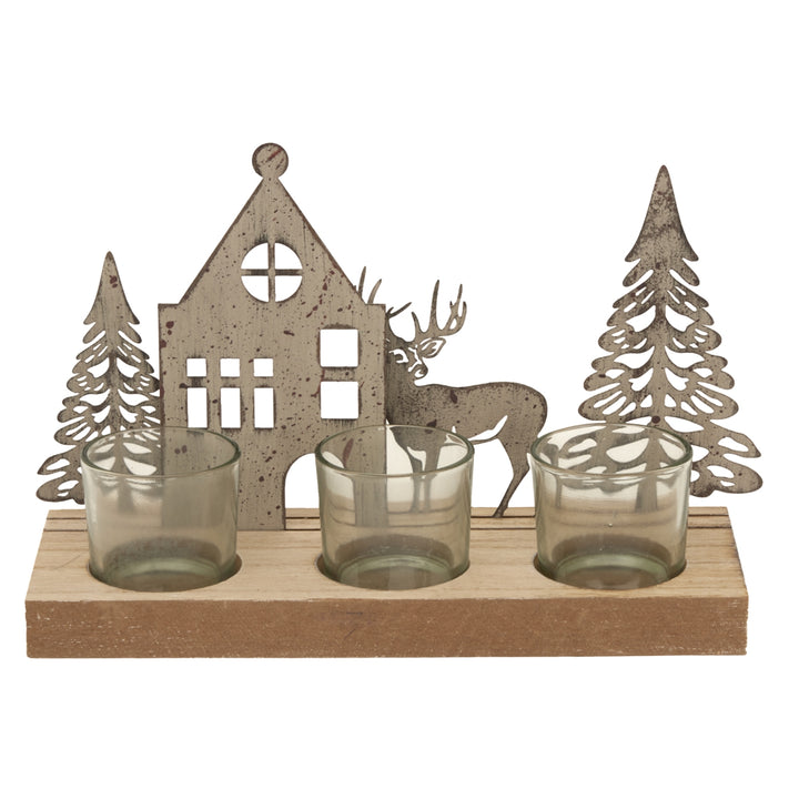 Rustic-Metal-Scene-Tealight-On-Wood-Stand-With-Glass-Votives