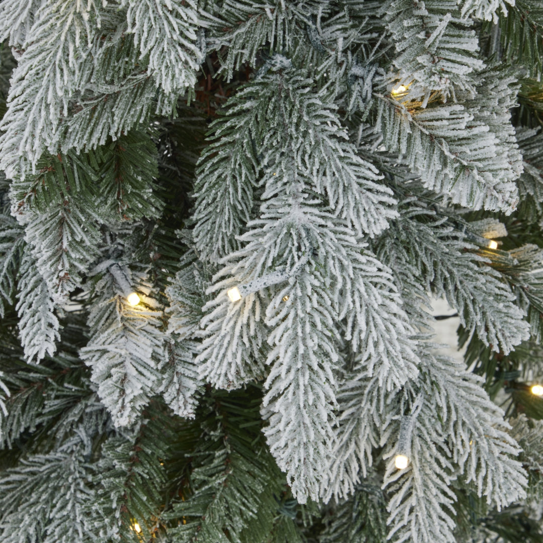 Slim Snowy Woodland Fir Pre-Lit Christmas Tree – 200 LED Lights