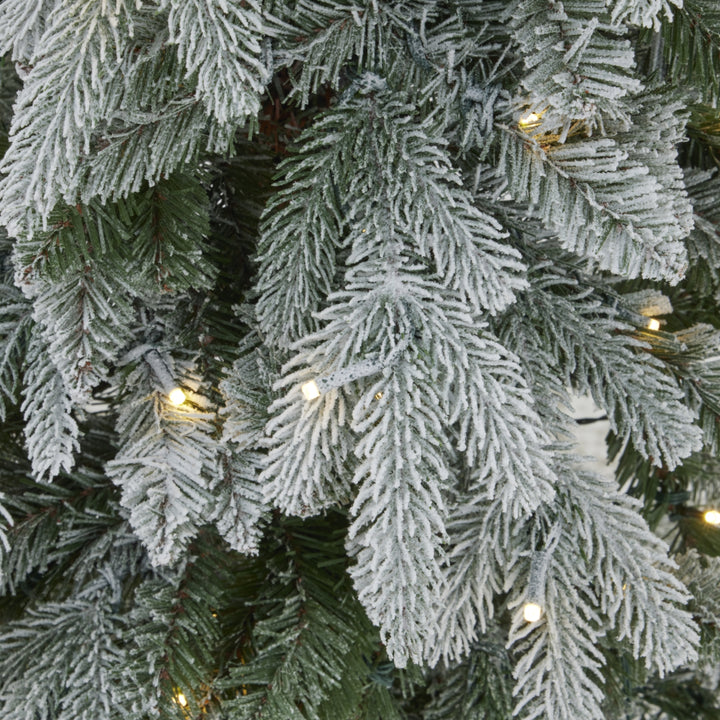 Slim Snowy Woodland Fir Pre-Lit Christmas Tree – 200 LED Lights