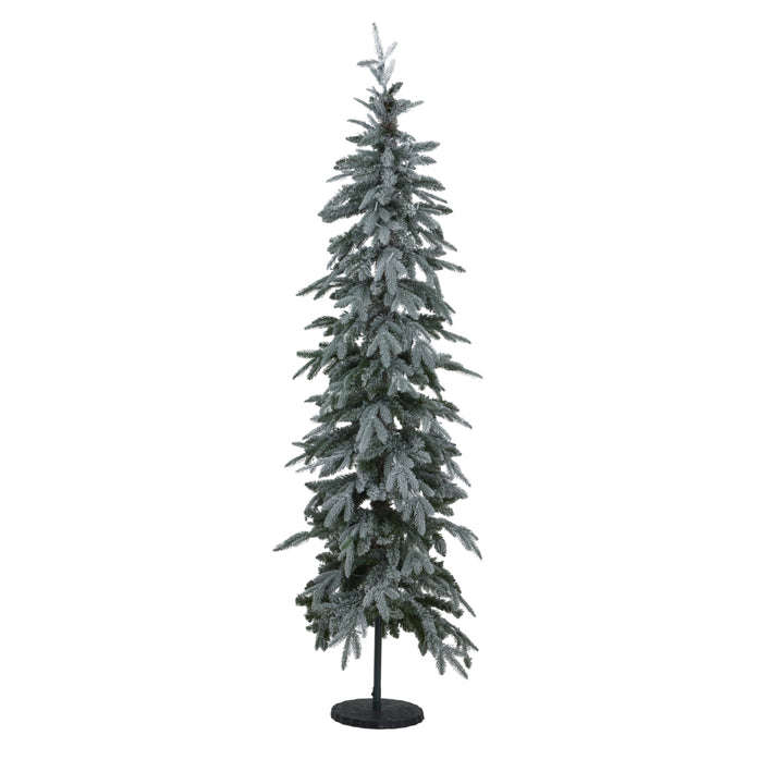 Slim Snowy Woodland Fir Pre-Lit Christmas Tree – 200 LED Lights