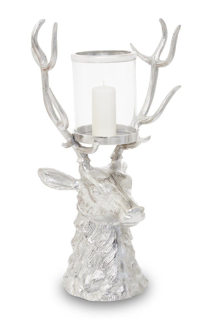 Stag Candle Holder in Glass with Decorative Antler Design