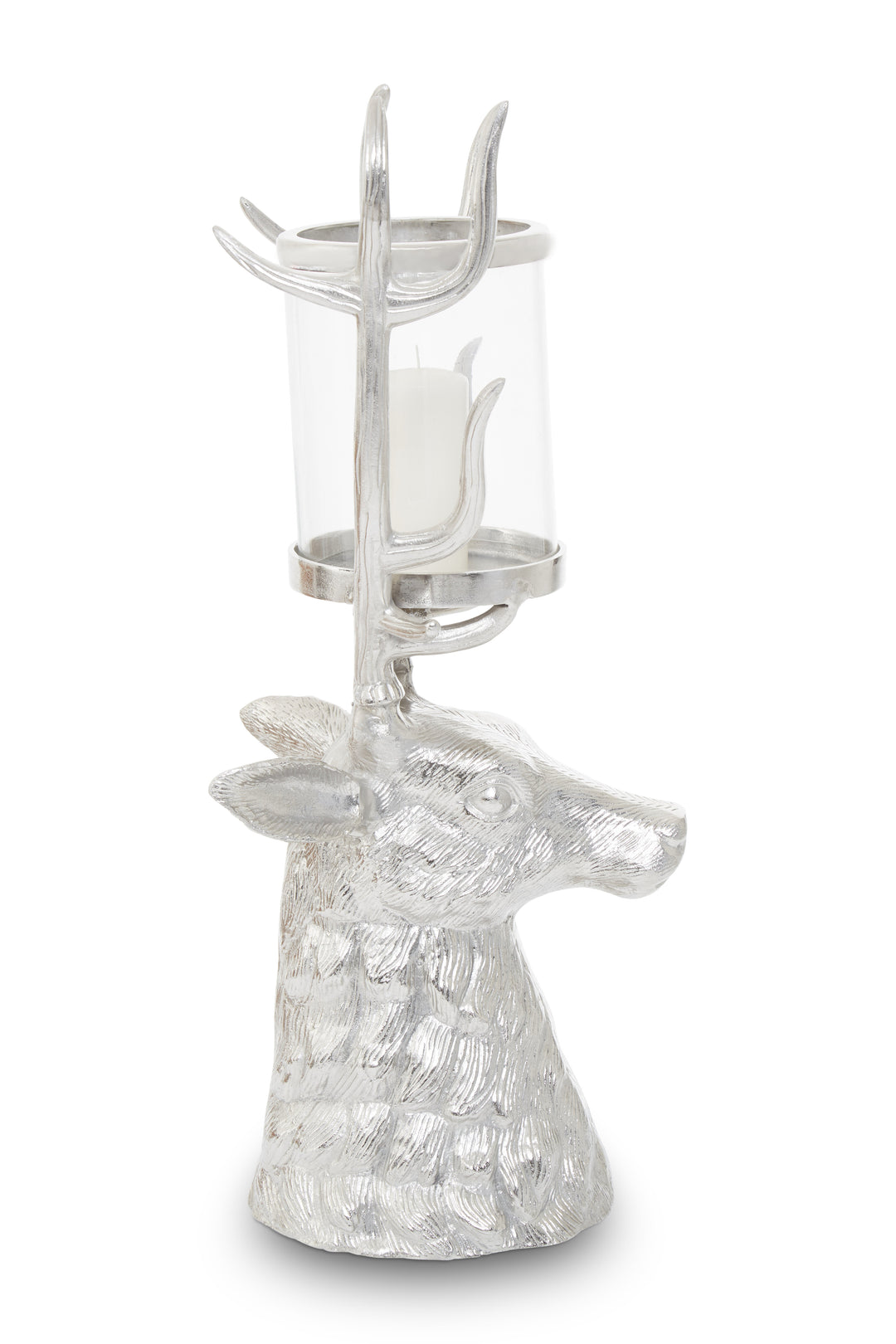 Stag Candle Holder in Glass with Decorative Antler Design