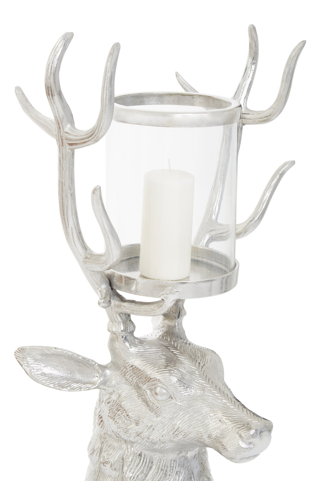 Stag Candle Holder in Glass with Decorative Antler Design