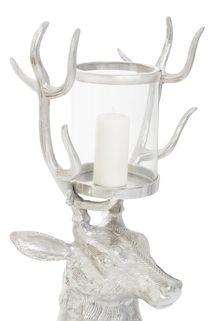 Stag Candle Holder in Glass with Decorative Antler Design