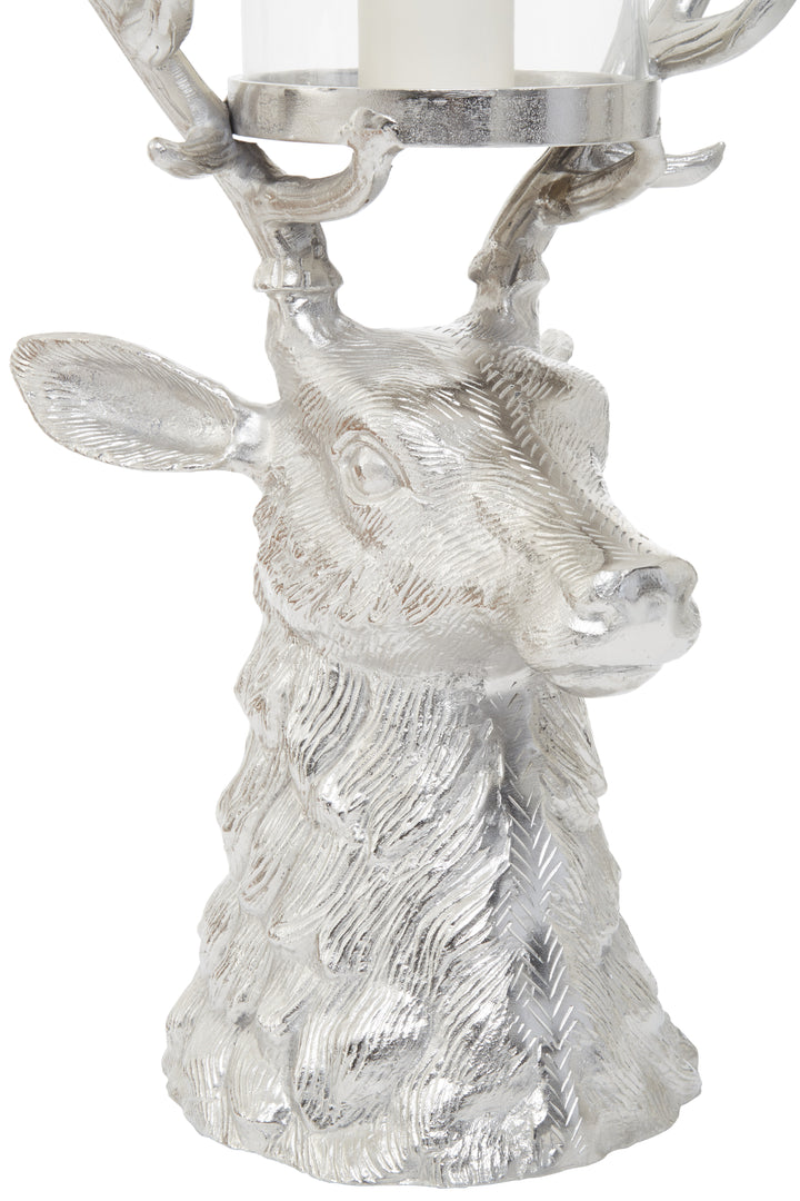 Stag Candle Holder in Glass with Decorative Antler Design