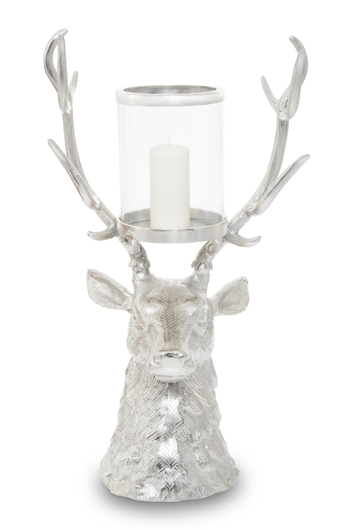 Stag Candle Holder in Glass with Decorative Antler Design