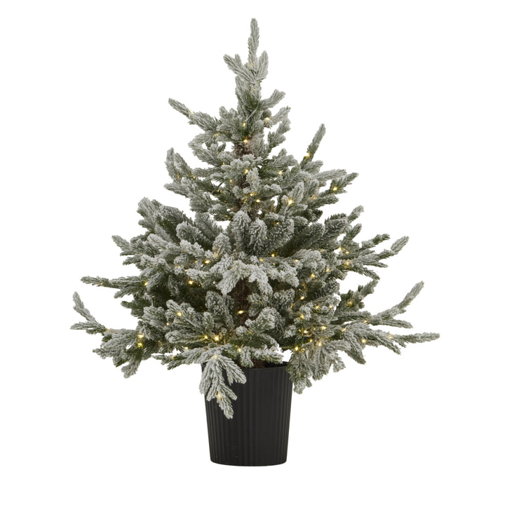 Snowy Forest Fir Pre-Lit Potted Christmas Tree – 300 LED Lights