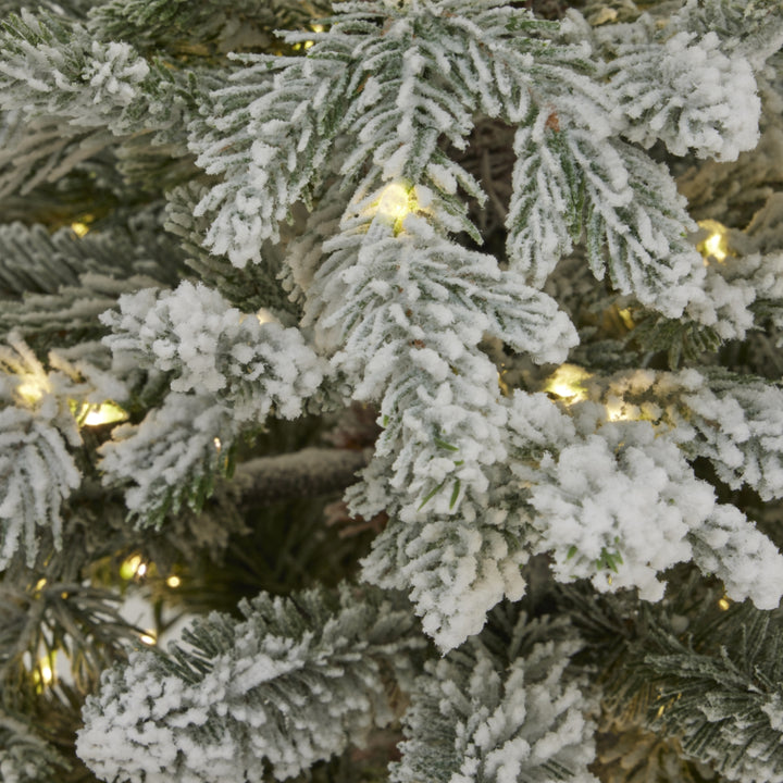Snowy Forest Fir Pre-Lit Potted Christmas Tree – 300 LED Lights