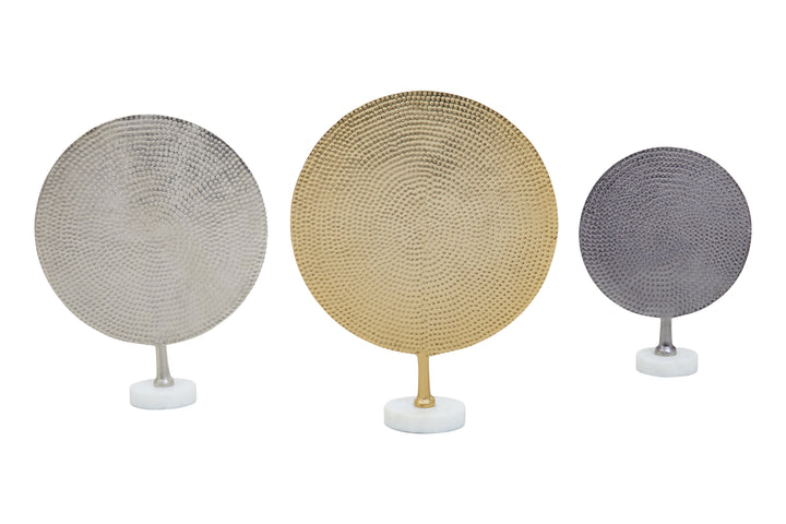 Elias Trio of Gold, Silver & Black Hammered Sculptures