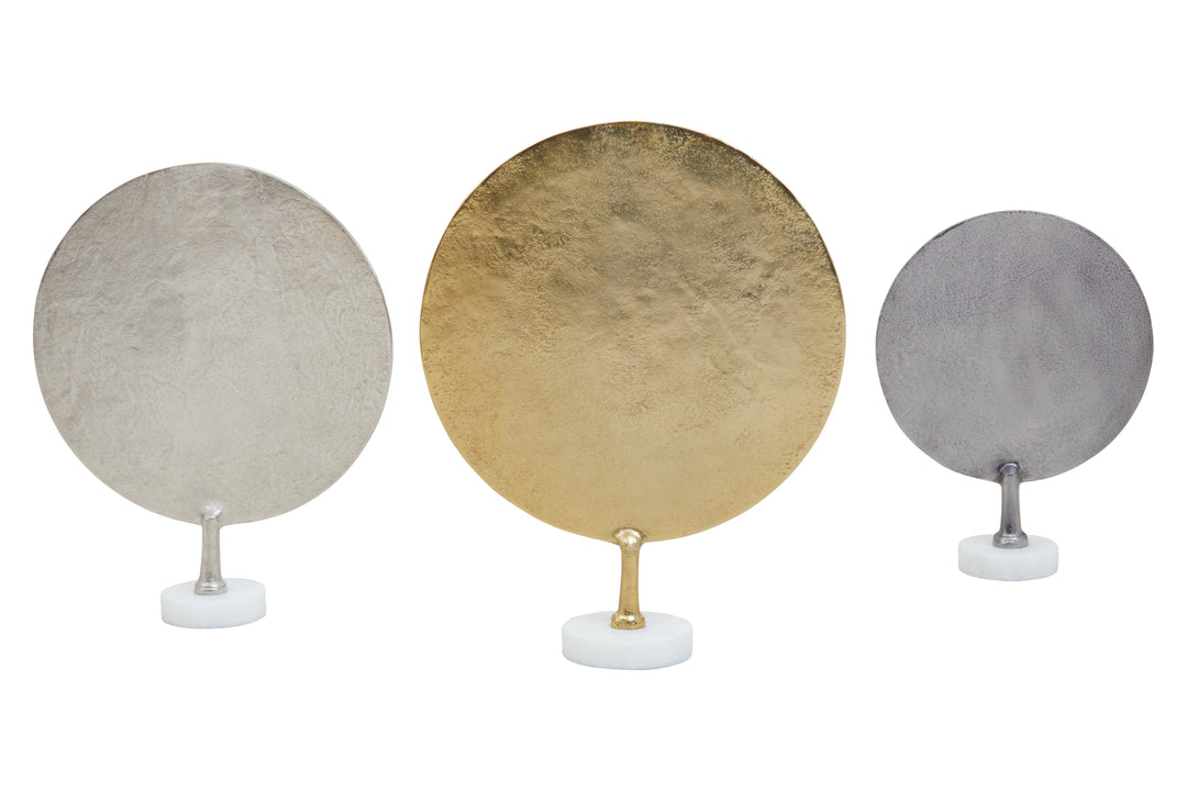 Elias Trio of Gold, Silver & Black Hammered Sculptures